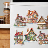 Dream Houses Decorative Wooden Magnets Set of 6 by G. Debrekht - Christmas Decor - 8090029G-S6