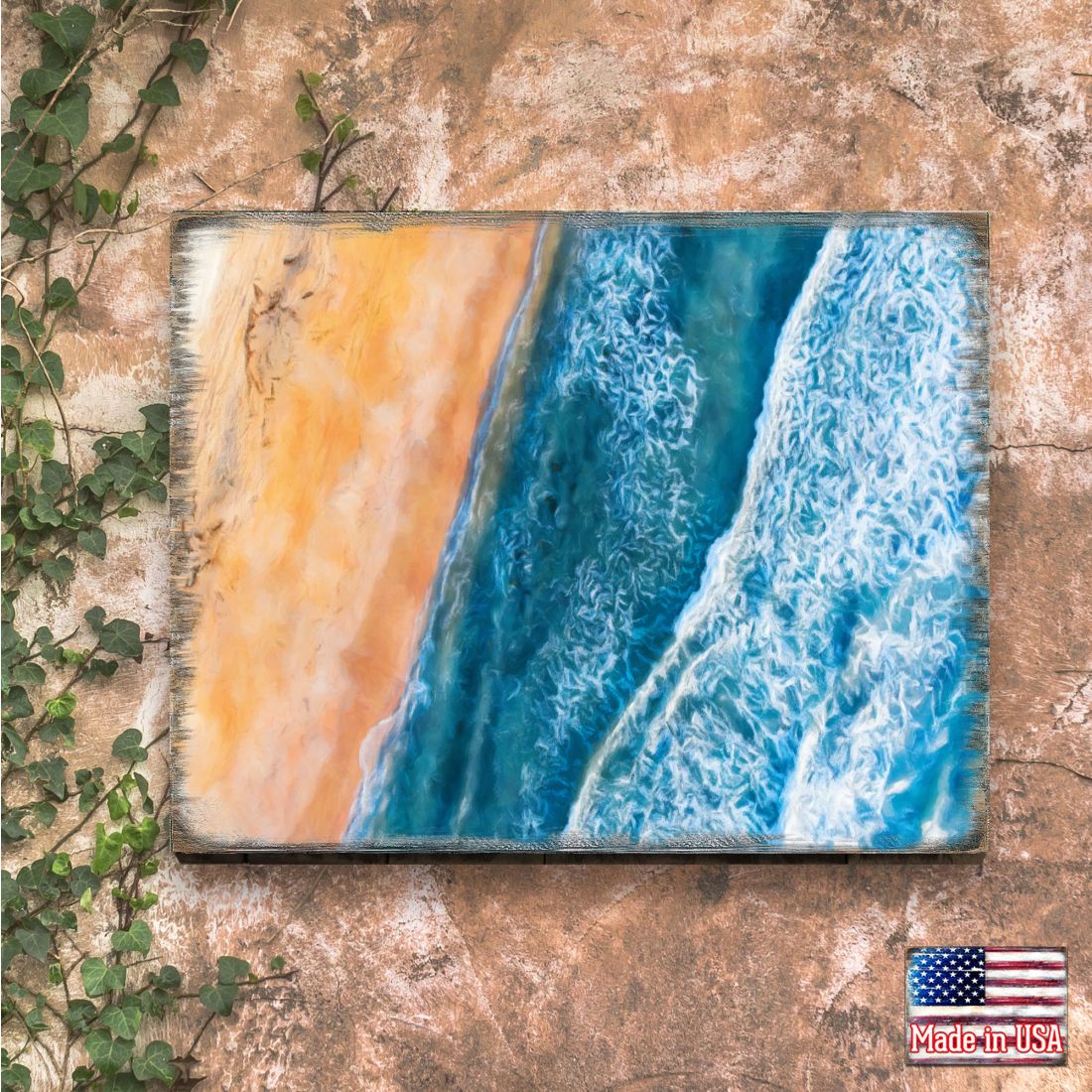 Ocean Shore Art Wooden Wall Art by Nature Wonders - Nature Wildlife Decor  - 95399B