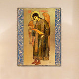 Icono religioso cristiano sagrado de madera bañado en oro de San Gabriel Arcángel - Decoración inspiradora - 85041