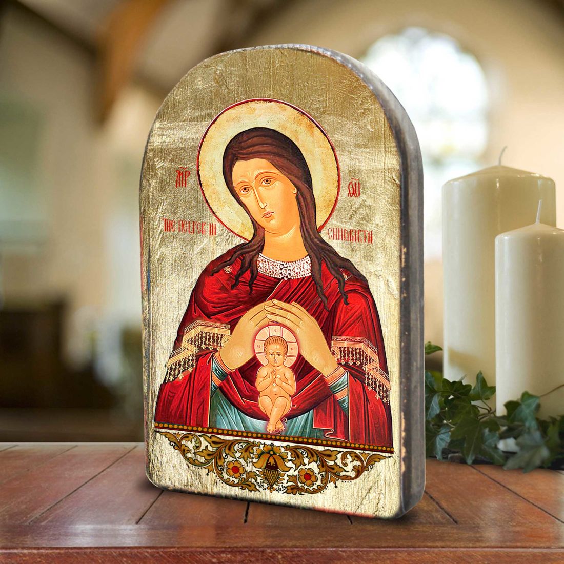 Icono religioso cristiano sagrado de madera bañado en oro de la Resurrección - Decoración inspiradora - 86017