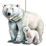 Polar Bear with Cub Wooden Ornaments by G.Debrekht - Wildlife Holiday Decor - 8710105-3