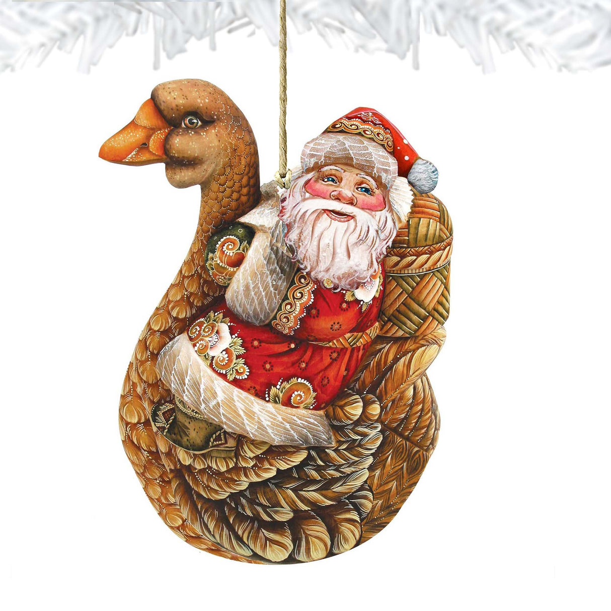 Christmas Goose Santa Wooden Ornaments by G. DeBrekht - Christmas Santa Snowman Decor - 8121633