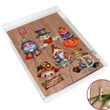 Hello Fall - Pumkin, Scarecrow, Gnome Decorative Wooden Clip-on Ornaments Set of 6 by Jamie Mills-Price - Thanksgiving Decor - 8090047C-MP-S6