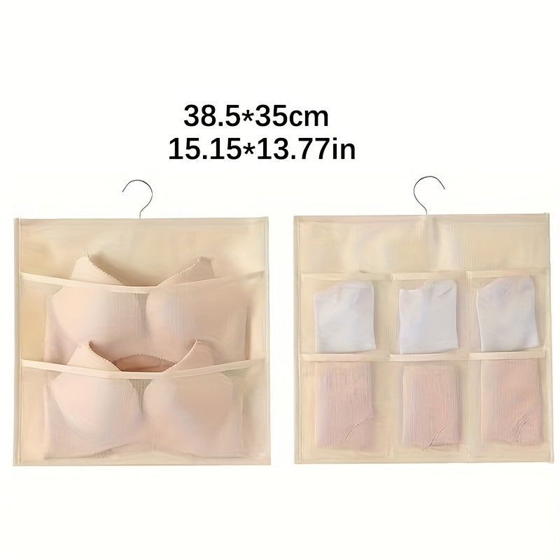 Sac de rangement pour sous-vêtements double face - Solution de rangement polyvalente pour lingerie et chaussettes, design compact et adapté aux voyages, avec fonction d'accrochage facile