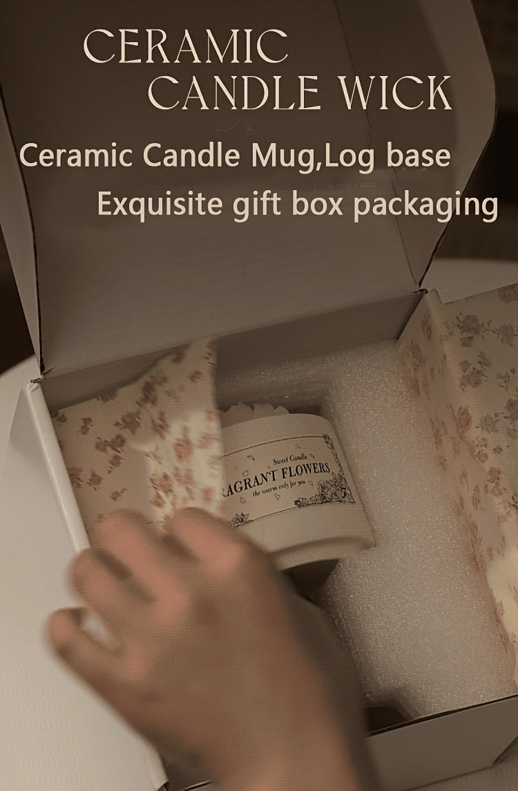 Luxury Soy Wax Scented Candle - 5.3oz Rose, Lavender, Gardenia | Elegant Gift Box for Christmas, Birthdays & Graduations | Home Decor with Ceramic Container & Wooden Base