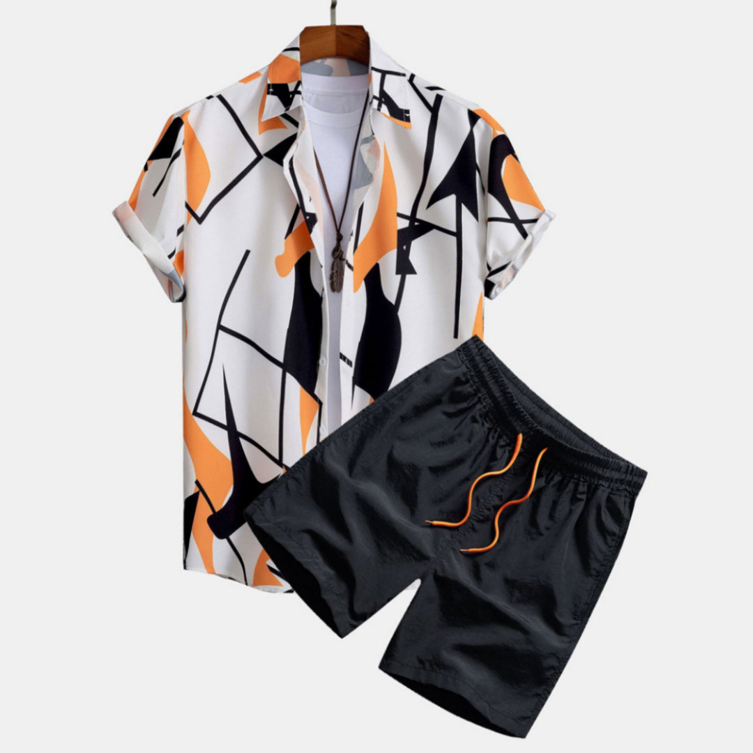 Men's Casual Suit 3D Digital Printing Short Sleeve Shirt Hawaii Suit - Lootquake