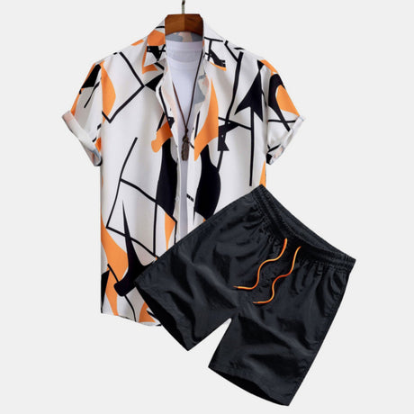 Men's Casual Suit 3D Digital Printing Short Sleeve Shirt Hawaii Suit - Lootquake