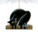 Adornos de madera de gato espeluznante de Laura Seeley - Decoración de Halloween y Acción de Gracias - 8512056-LS
