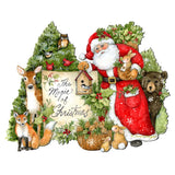 Woodland Playing Santa Door Decor by Susan Winget - Christmas Santa and Snowman Decor - 8471103H-SW