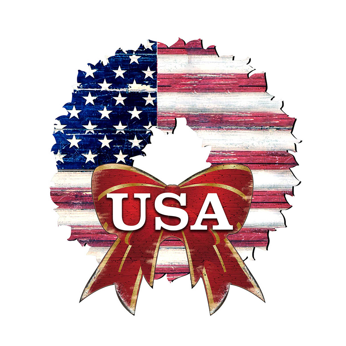 Guirnalda con la bandera estadounidense para decorar la puerta de G. DeBrekht - Decoración navideña americana - 8185302H-USA