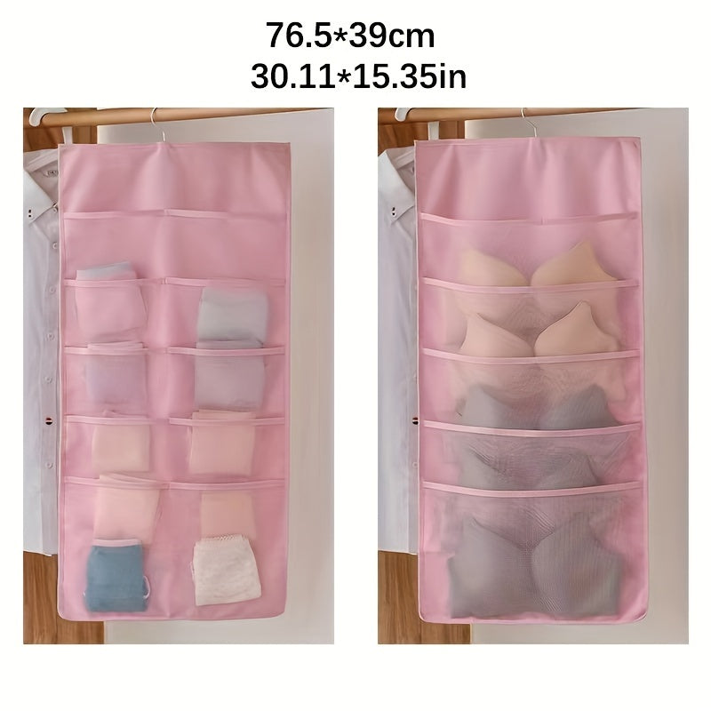 Sac de rangement pour sous-vêtements double face - Solution de rangement polyvalente pour lingerie et chaussettes, design compact et adapté aux voyages, avec fonction d'accrochage facile