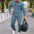 Suede Single-breasted Solid Color Slim Fit Two-piece Suit Men - Lootquake