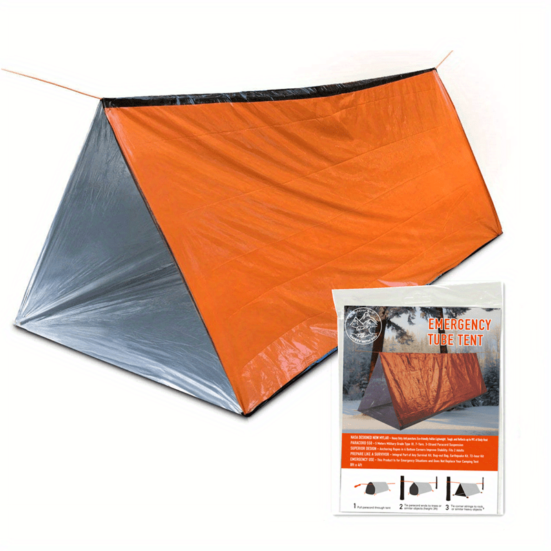 Tente d'abri d'urgence pour 2 personnes avec couverture isolante en polyéthylène : durable, coupe-vent et imperméable pour le camping et la préparation aux crises