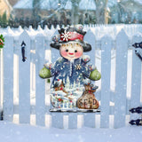 Decoración para puerta "Amigos congelados" (brillo escarchado) de Jamie Mills-Price - Decoración navideña de Papá Noel y muñeco de nieve - 8457511H