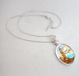Light House Silver Plated Mother of Pearl Jewelry Pendant Necklace Coastal - 44049