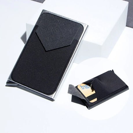 Metal Card Holder, Money Clip Aluminum Alloy Lycra Cloth - Lootquake