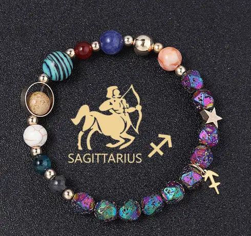 Natural Volcanic Rock Electroplating Twelve Constellations Bracelets - Lootquake