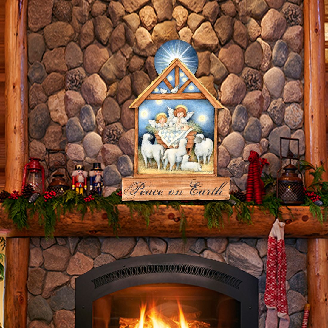 Decoración de pared y puerta con ángeles para el Nacimiento de Susan Winget - Decoración navideña del Nacimiento - 8471111H-SW