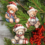 Christmas Teddy Bear Decorative Wooden Clip-on Ornaments Set of 3 by G. Debrekht - Christmas Decor - 8091011C-S3