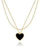 OZEL Layered Necklaces for Women 14K Gold Plated Dainty Gold Necklace Onyx Black Heart Pendant Jewelry Gift (Heart(N)_black) - Lootquake