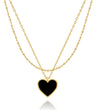OZEL Layered Necklaces for Women 14K Gold Plated Dainty Gold Necklace Onyx Black Heart Pendant Jewelry Gift (Heart(N)_black) - Lootquake