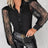 Ladies' Solid Color Mesh V-neck Casual Button Up Shirt - Lootquake