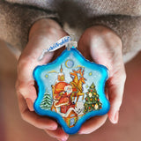 Special Delivery Snowflake Glass Ornament by G. DeBrekht - Christmas Santa Snowman Decor - 754-006