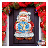 Custom Letter Vine Script Monogram Santa Door Hanger by G. DeBrekht - Christmas Santa Snowman Decor - 8117810G-9H