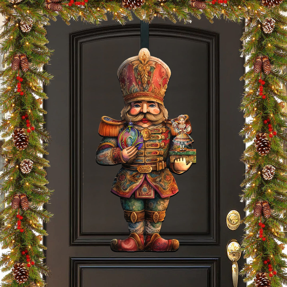 Charming Clara and Nutcracker Prince Holiday Door Decor by G. Debrekht - Christmas Decor - 8611059H