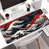 Grand tapis de souris de jeu Red Wave – Tapis de bureau en caoutchouc antidérapant avec bords cousus avec précision, lavable, forme rectangulaire oblongue pour l'eSport et le bureau