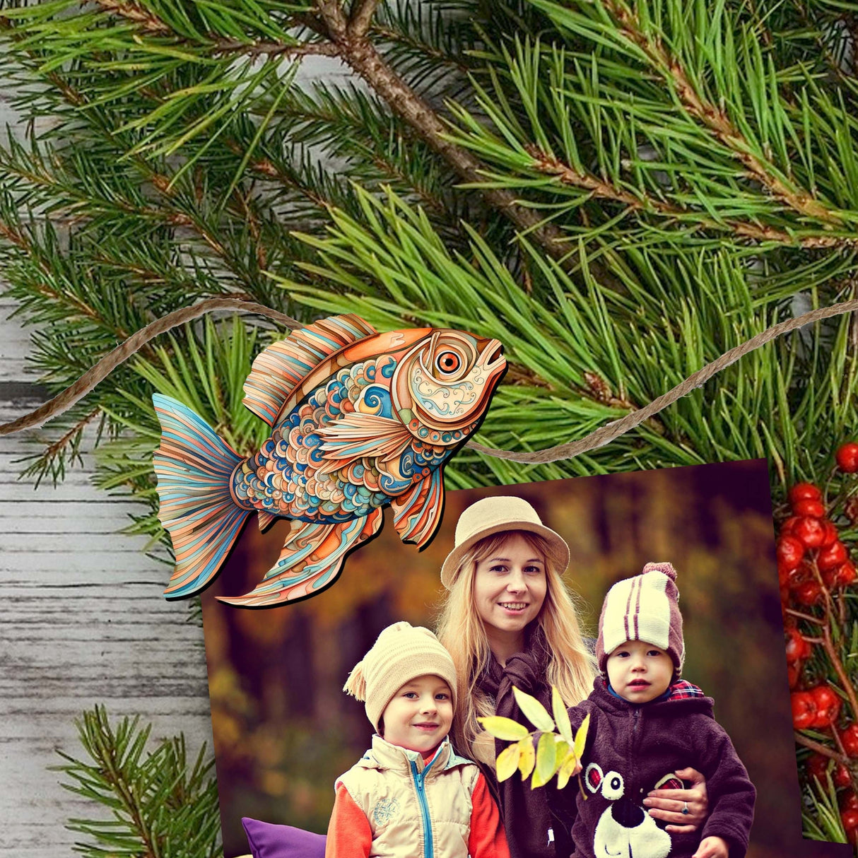 Coastal Fish Decorative Wooden Clip-on Ornaments Set of 6 by G. Debrekht - Coastal Decor - 8090034C-S6