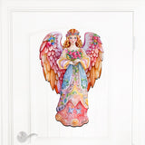 Ángel floral rosa para puerta, decoración navideña de G. Debrekht - 8611023H