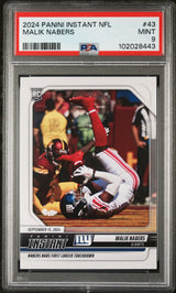 Tarjeta de fútbol americano Panini Instant NFL Malik Nabers #43 Rookie RC de 2024, PSA 9 Mint
