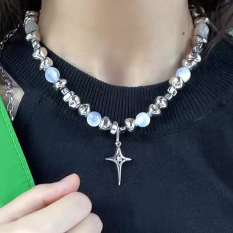Punk Cross Star Pendant Necklaces - Lootquake