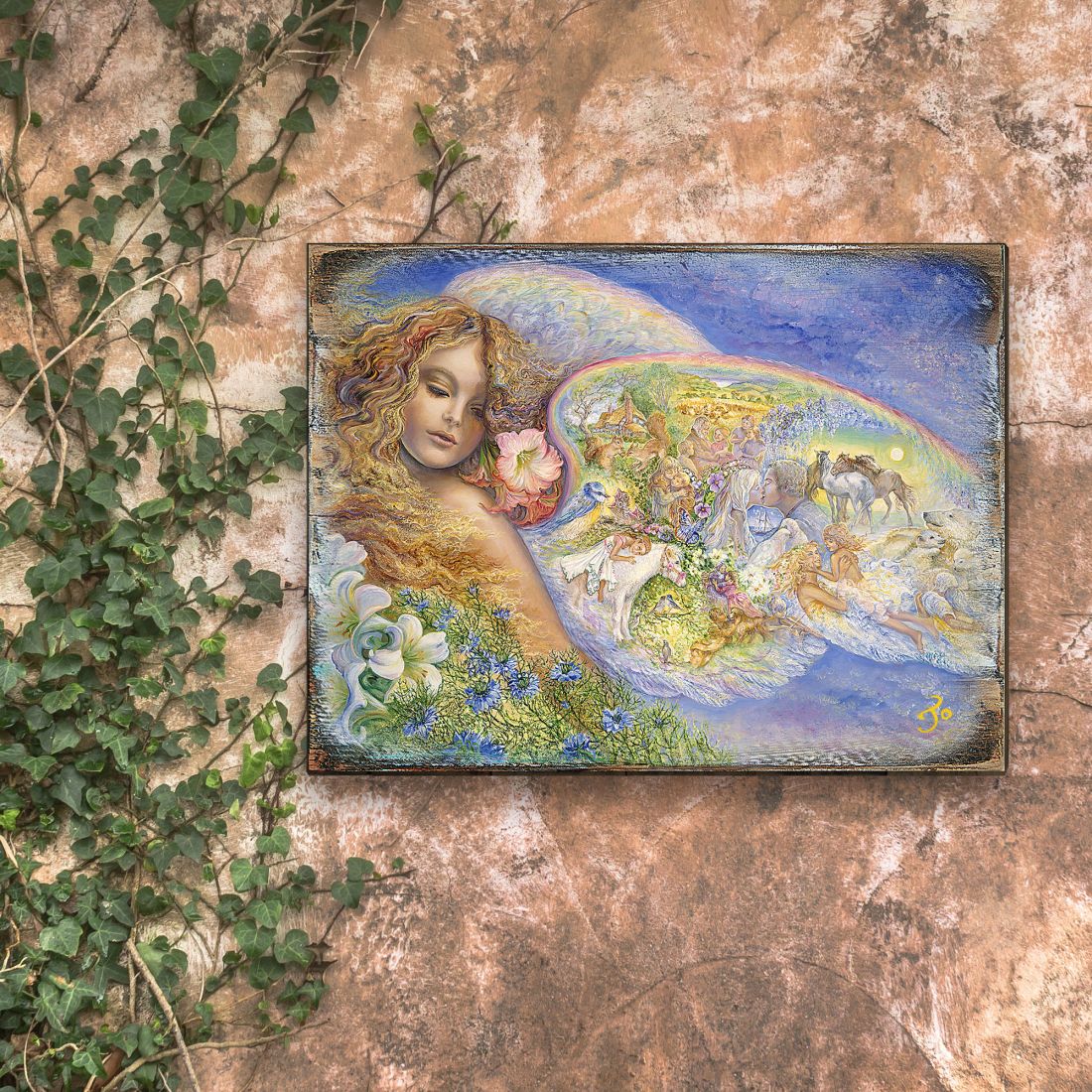 Arte de pared de madera "Alas de Amor" de Josephine Wall - Decoración de fantasía - 852153-JW
