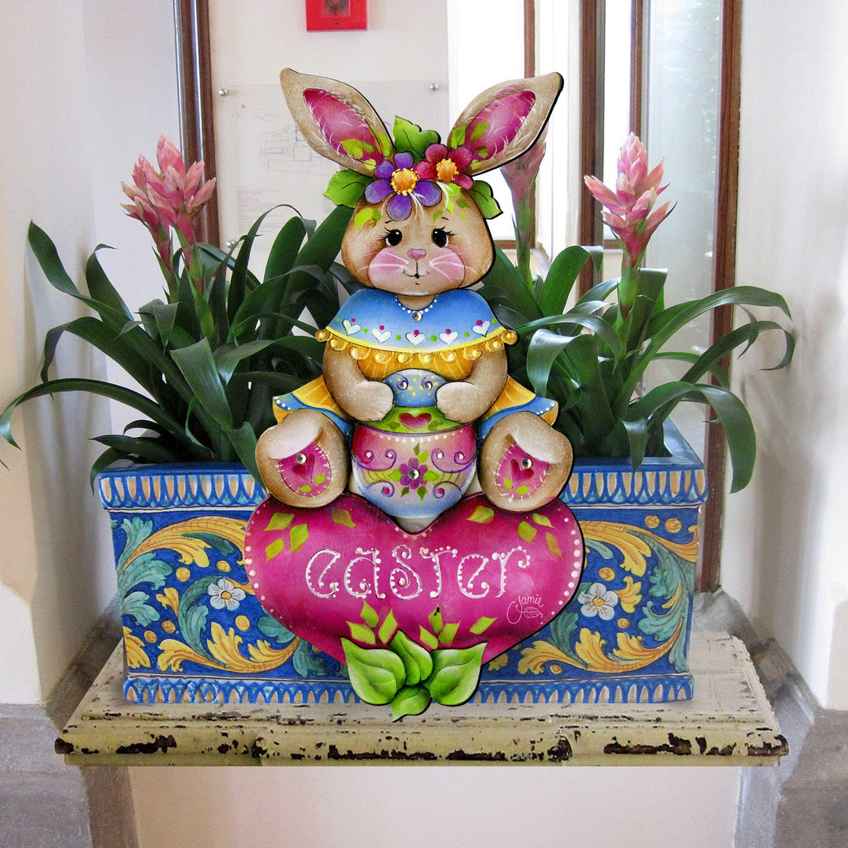 Colgante de madera para puerta con forma de conejito de Pascua hecho a mano - Regalo de Pascua - Decoración de pared de primavera - Letrero de Pascua para puerta de entrada de J. Mills-Price - 8652826H