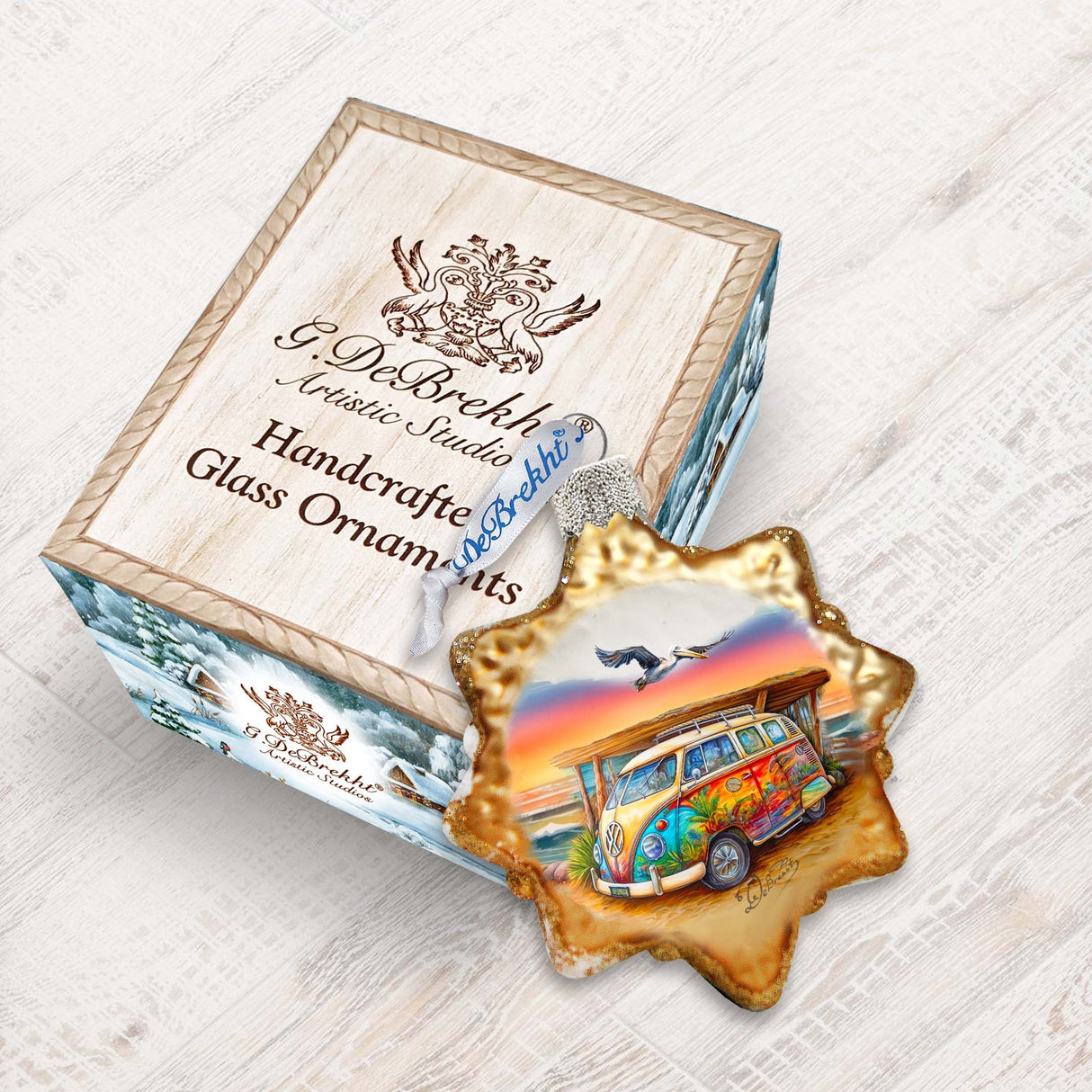 Nautical Christmas Decor - Beach Van Keepsake Glass Ornaments by G. Debrekht - Coastal Holiday Decor - 777395