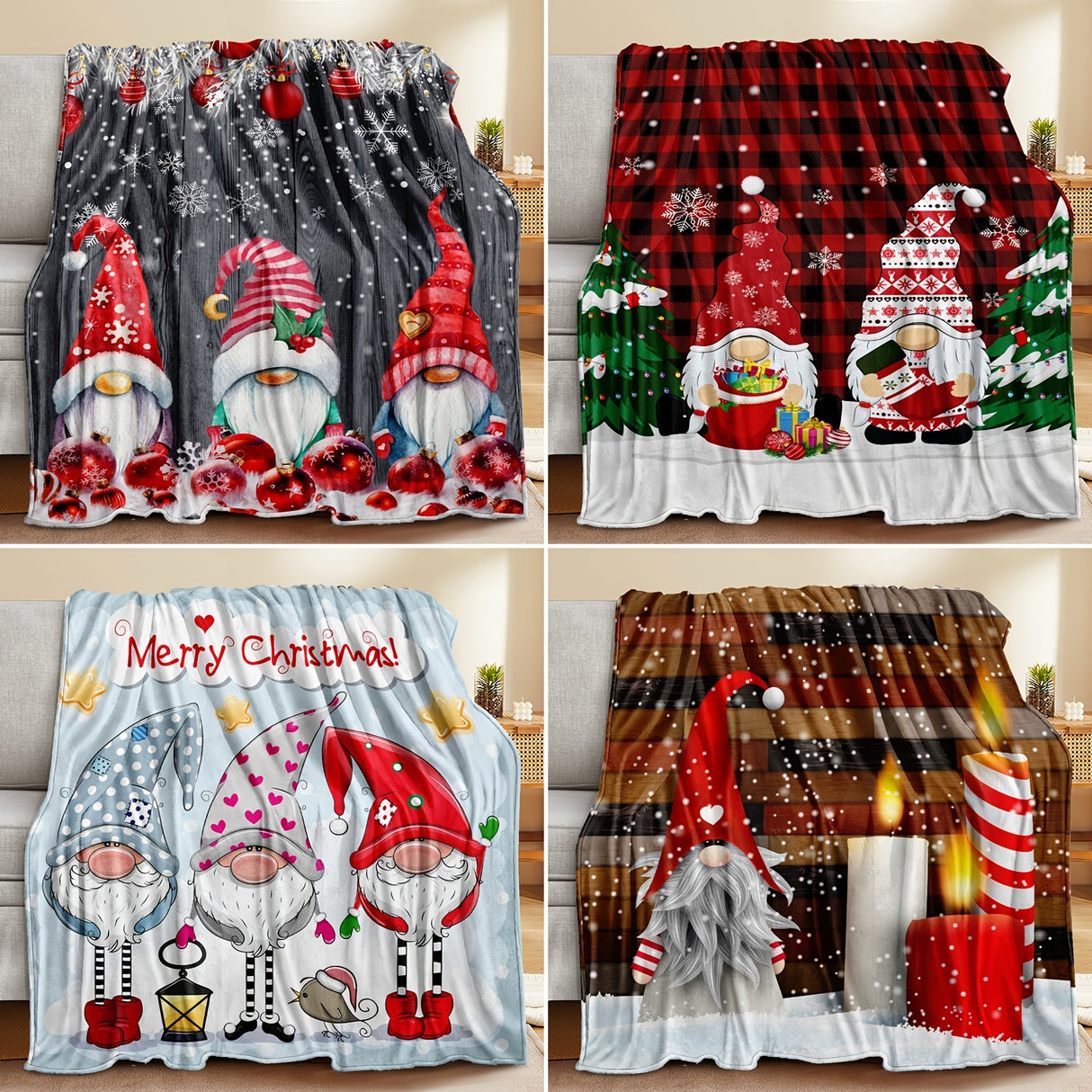 1 manta navideña, manta decorativa para fiestas navideñas, manta de cama para regalo de Año Nuevo, regalo de Navidad para sofá cama, oficina, camping.