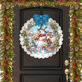 Let It Snow Front Door Welcome Sign, Wooden Front Porch Decor by G. Debrekht Christmas Santa Snowman Decor - 933122H