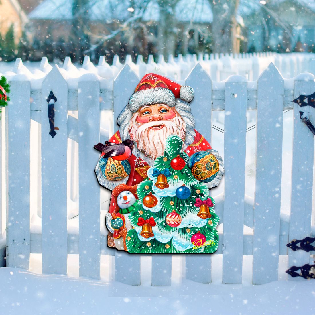 Decoración navideña para puerta con árbol de Papá Noel de G. DeBrekht - Decoración navideña con muñeco de nieve de Papá Noel - 8119181H