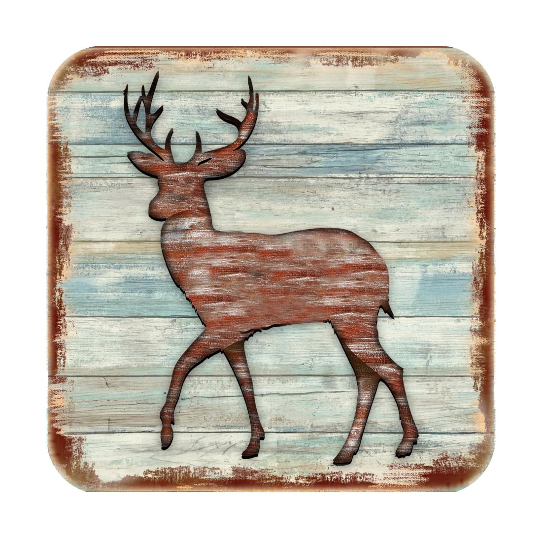 Deer Wooden Cork Coasters Gift Set of 4 by Nature Wonders - Nature Wildlife Decor  - 8198211-9C-S4