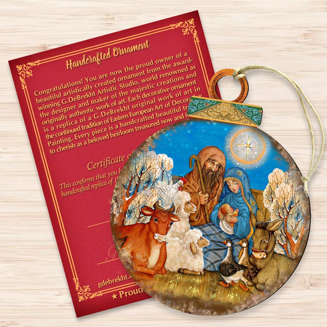 Nativity Ball Wooden Ornaments by Gelsinger - Nativity Holiday Decor - 8023852