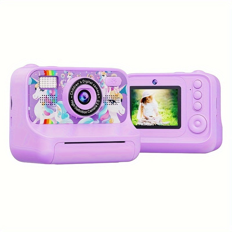 Appareil photo instantané pour enfants 2,4 pouces, carte 32 Go, 3 rouleaux de papier, chargement USB, cadeau d'anniversaire, Halloween, Noël, appareil photo numérique haute définition, adapté aux enfants