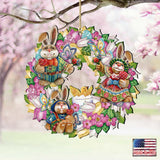 Easter Family Wreath Wooden Ornaments by G. DeBrekht - Easter Spring Decor - 8185301-3