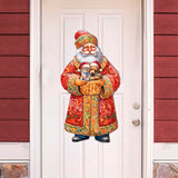Yuletide Pets with Santa Holiday Door Decor by G. Debrekht - Christmas Santa Snowman Decor - 8691406H