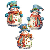 Snowman Decorative Wooden Clip-on Ornaments Set of 3 by G. Debrekht - Christmas Decor - 8091023C-S3