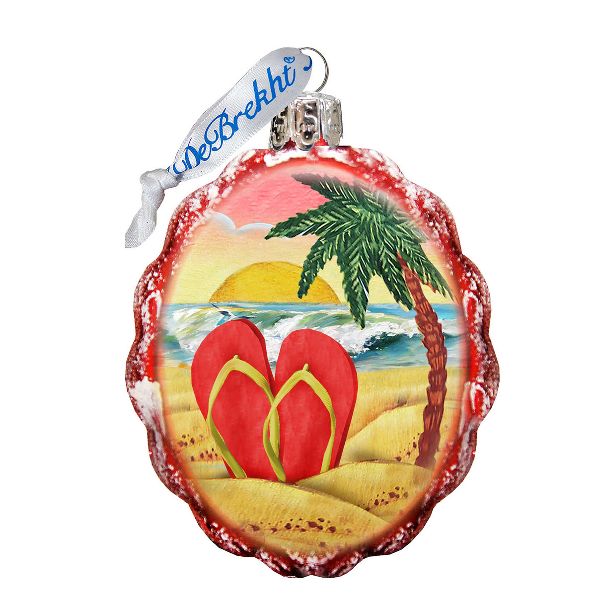Sandals on Beach Mercury Glass Ornament by G. DeBrekht - Coastal Holiday Decor - 777376