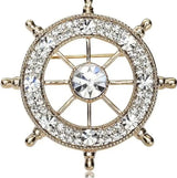 Navy Style Diamond Studded Rudder Brooch - Lootquake