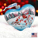 Winter Birds Heart Glass Ornament by G. DeBrekht - Christmas Decor - 73152