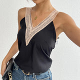 Women's V-neck Lace Patchwork Casual Vacation Daily Vest Top - Lootquake
